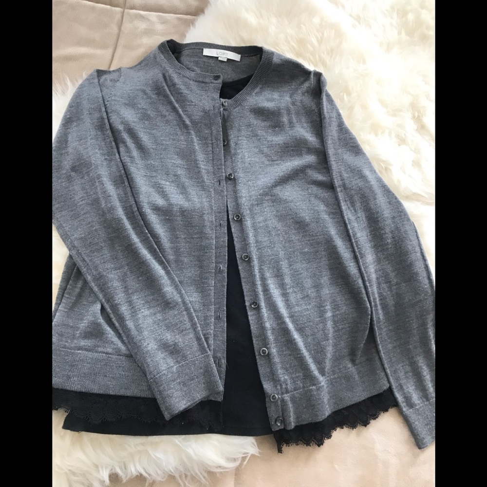 Grey cardigan with lace detail